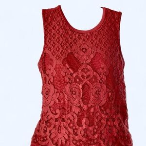 Elegant Red Lace Sleeveless Top XL! Art class